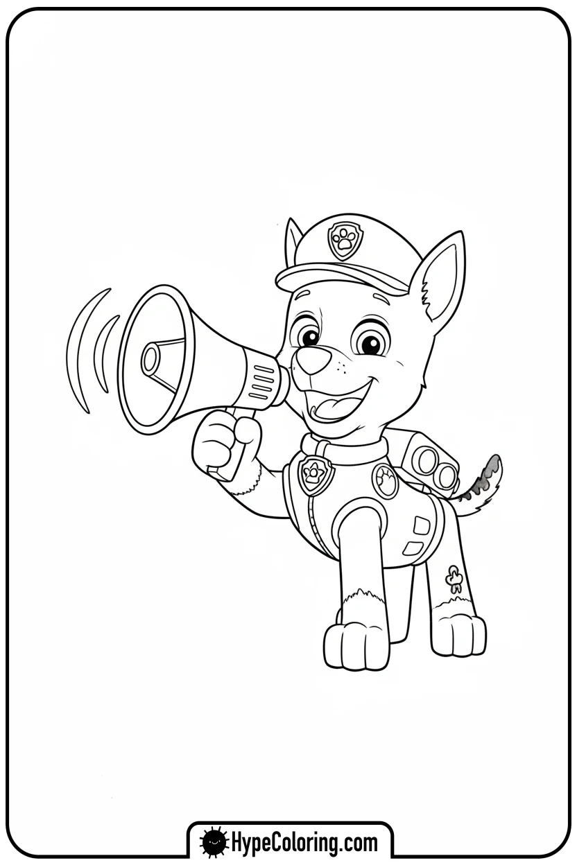 Click to download PDF chase-with-megaphone - chase coloring page