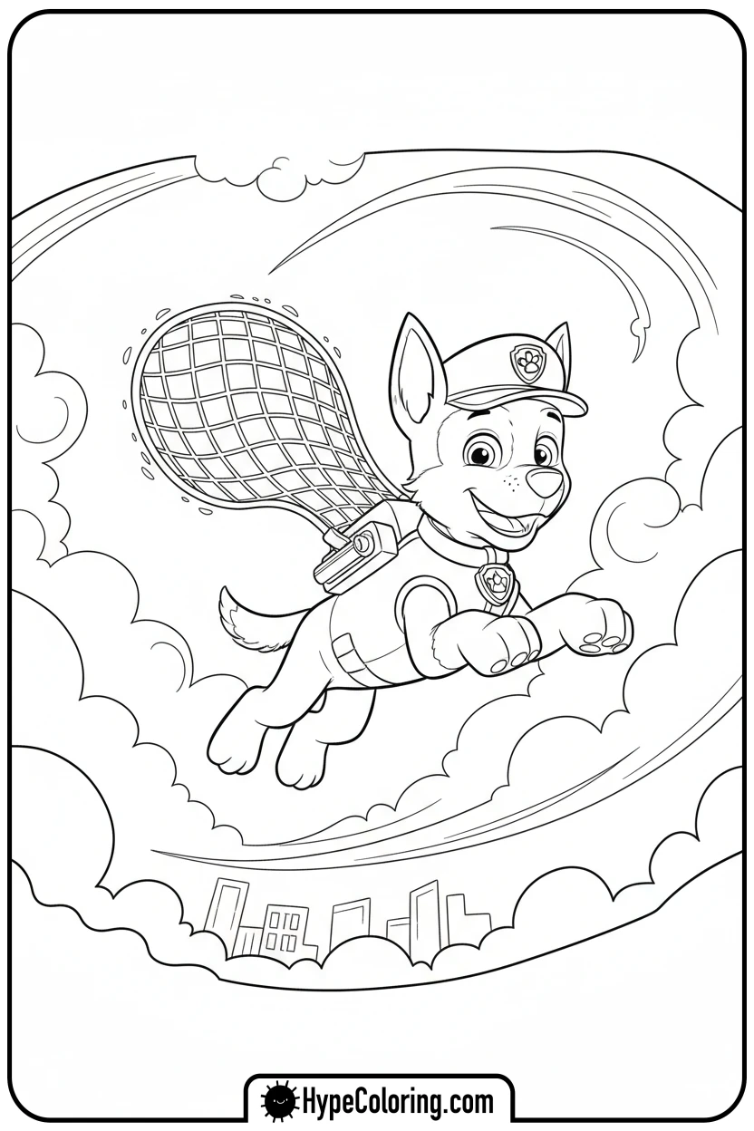 Click to download PDF chase-using-rescue-net - chase coloring page