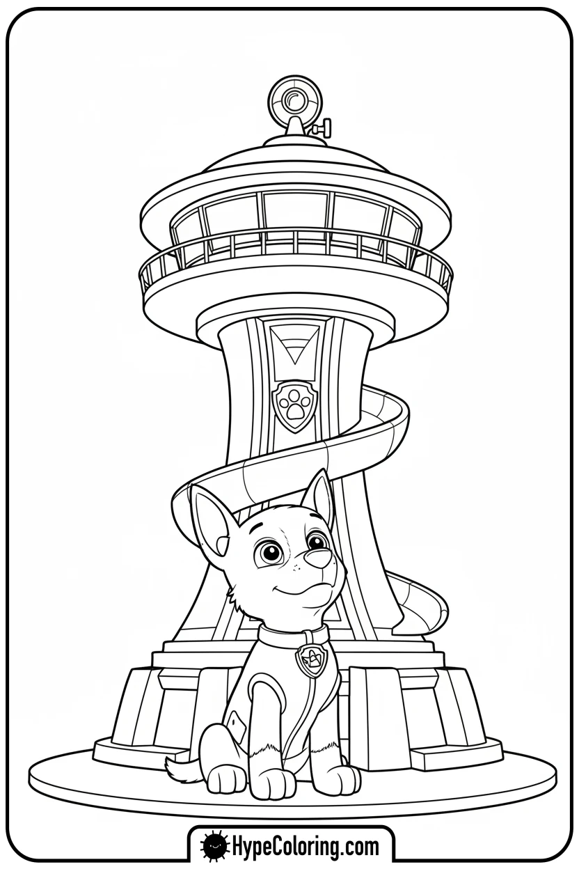 Click to download PDF chase-at-lookout-tower - chase coloring page