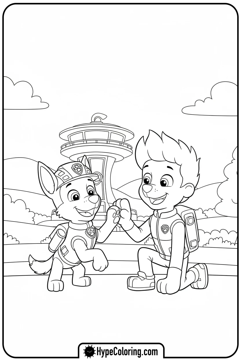 Click to download PDF chase-paw-fiving-ryder - chase coloring page