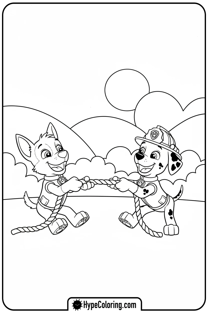 Click to download PDF chase-and-marshall-playing - chase coloring page