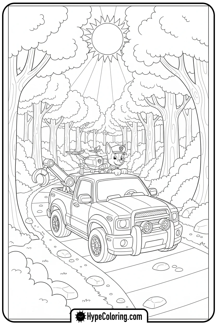 Click to download PDF chase-in-spy-truck - chase coloring page