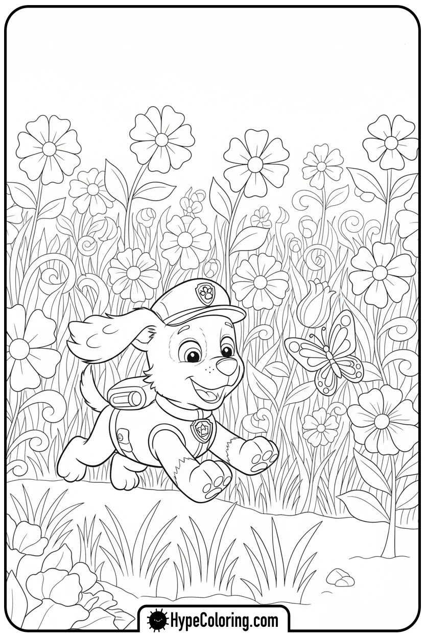 Click to download PDF chase-chasing-butterfly - chase coloring page