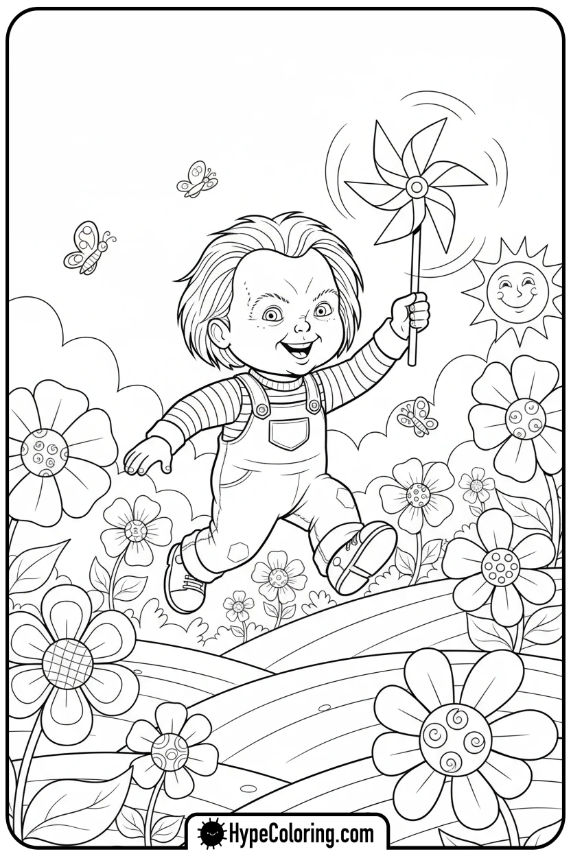 chucky-skipping-with-pinwheel - chucky color page