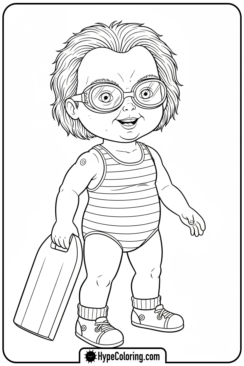 chucky-ready-to-swim - chucky color page