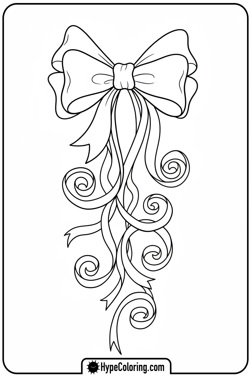 Click to download PDF elegant-bow-floating-downwards - coloring pages bows