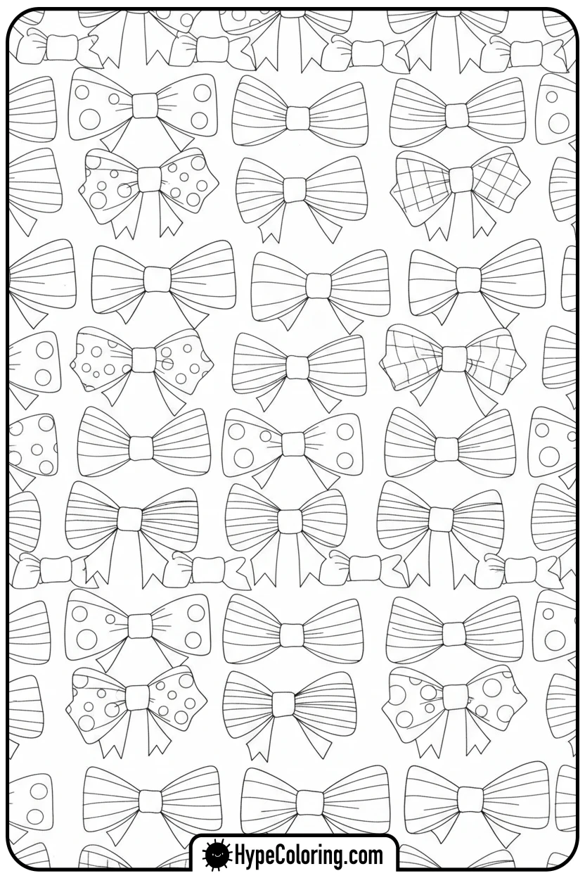 Click to download PDF pattern-of-varied-bows - coloring pages bows