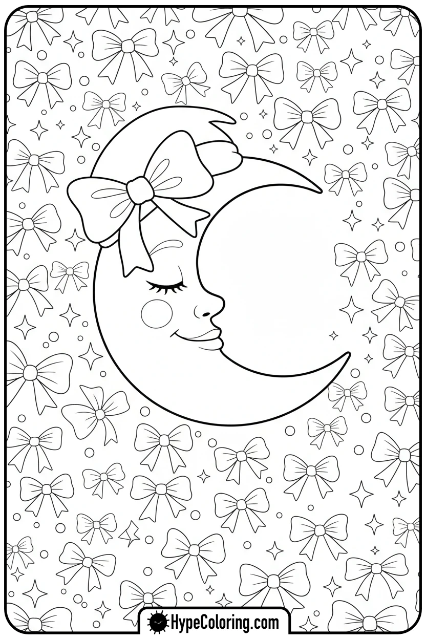 Click to download PDF bows-as-stars-in-night-sky - coloring pages bows