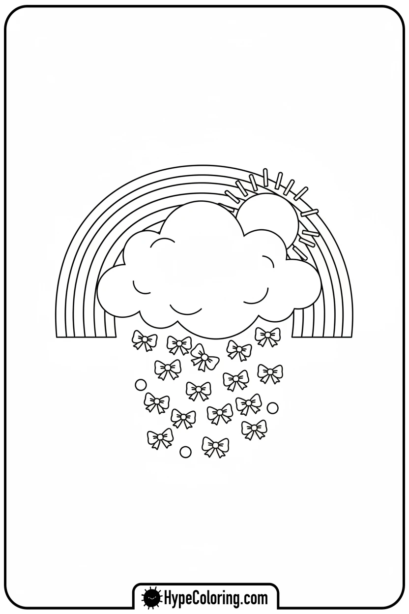 Click to download PDF cloud-raining-tiny-bows - coloring pages bows