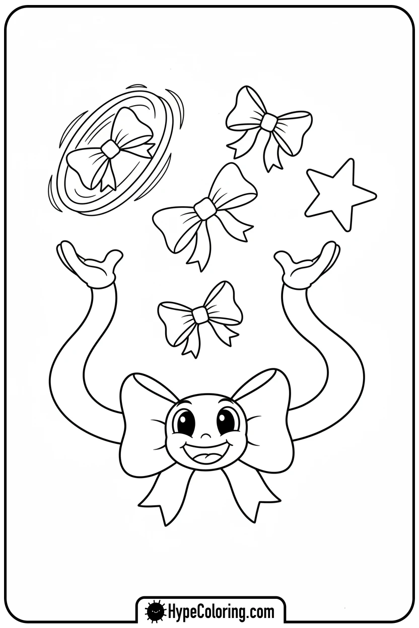Click to download PDF playful-bow-juggling-bows - coloring pages bows