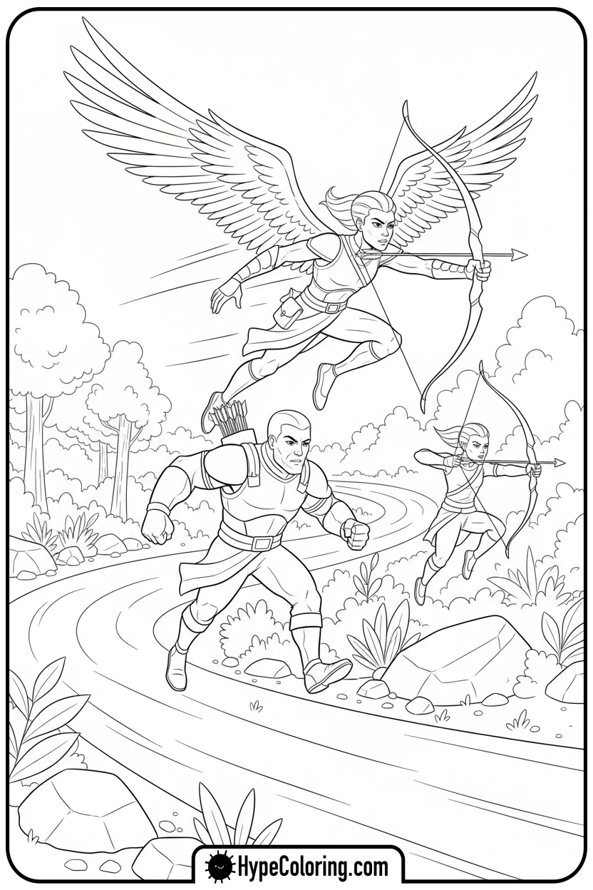 Click to download PDF bow-characters-racing - coloring pages bows