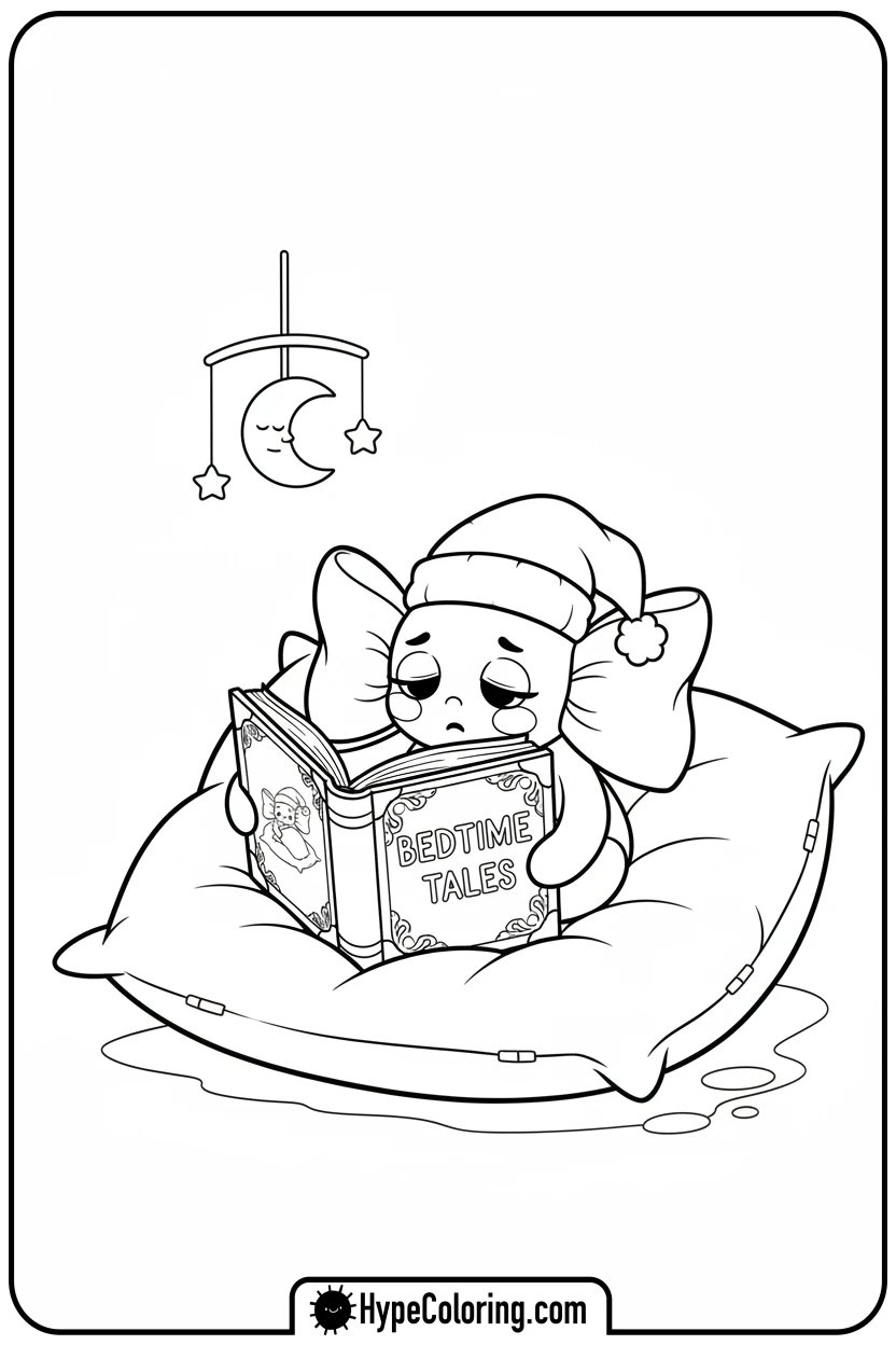 Click to download PDF sleepy-bow-reading-book - coloring pages bows