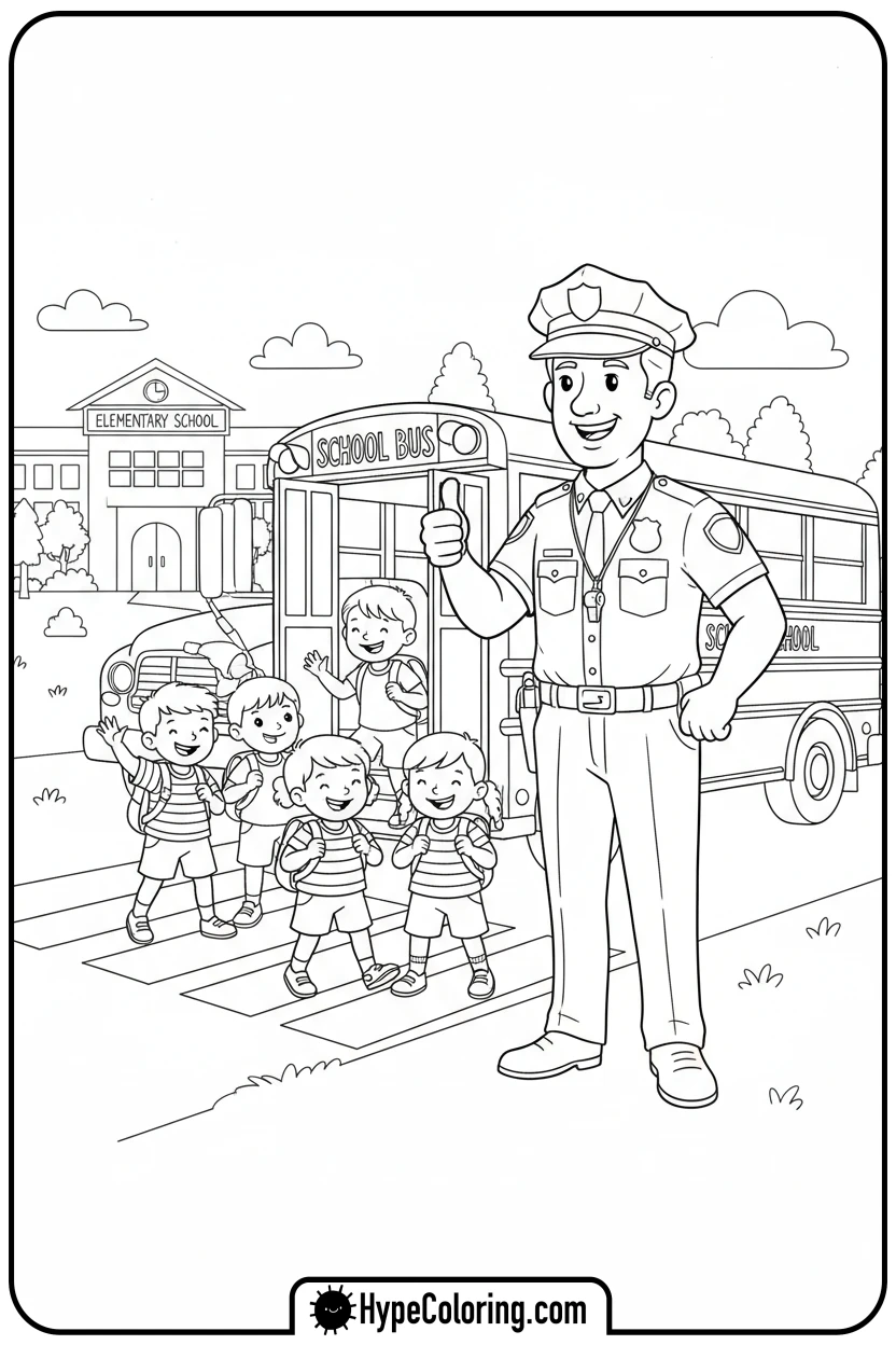 Click to download PDF police-officer-giving-thumbs-up - coloring pages for police