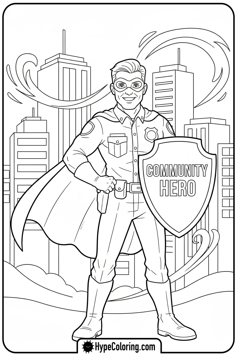 Click to download PDF police-officer-as-community-hero - coloring pages for police