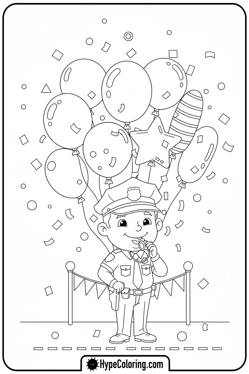 Click to download PDF police-officer-blowing-whistle - coloring pages for police