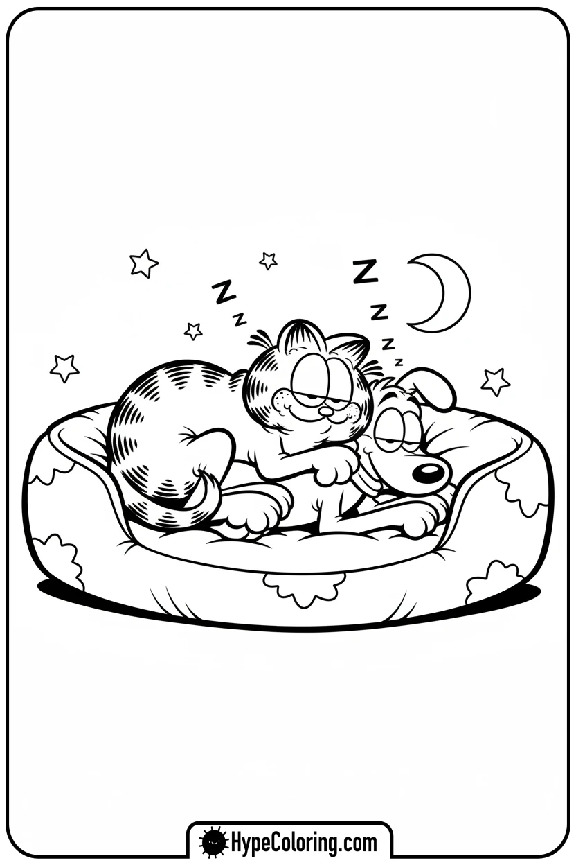garfield-and-odie-sleeping - coloring pages garfield