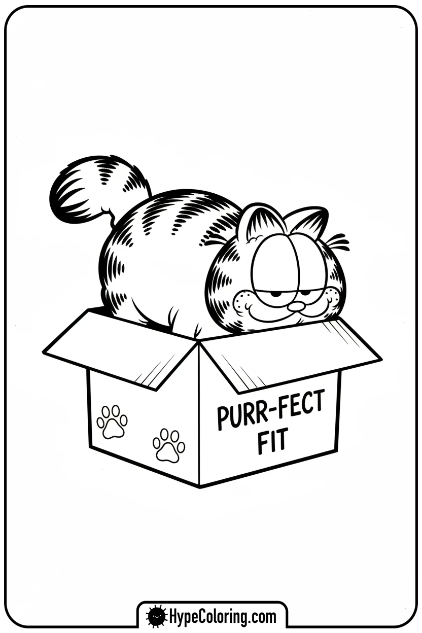 garfield-stuck-in-a-box - coloring pages garfield