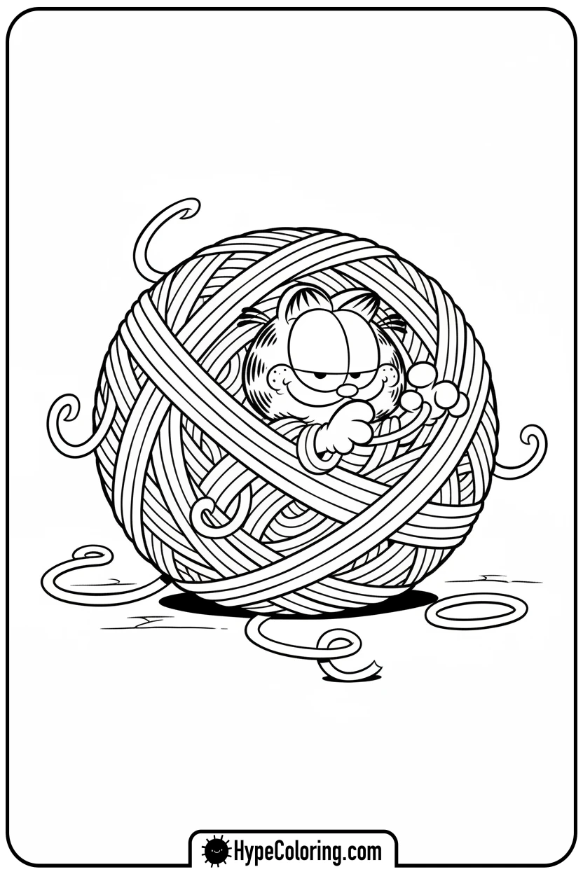 garfield-tangled-in-yarn - coloring pages garfield