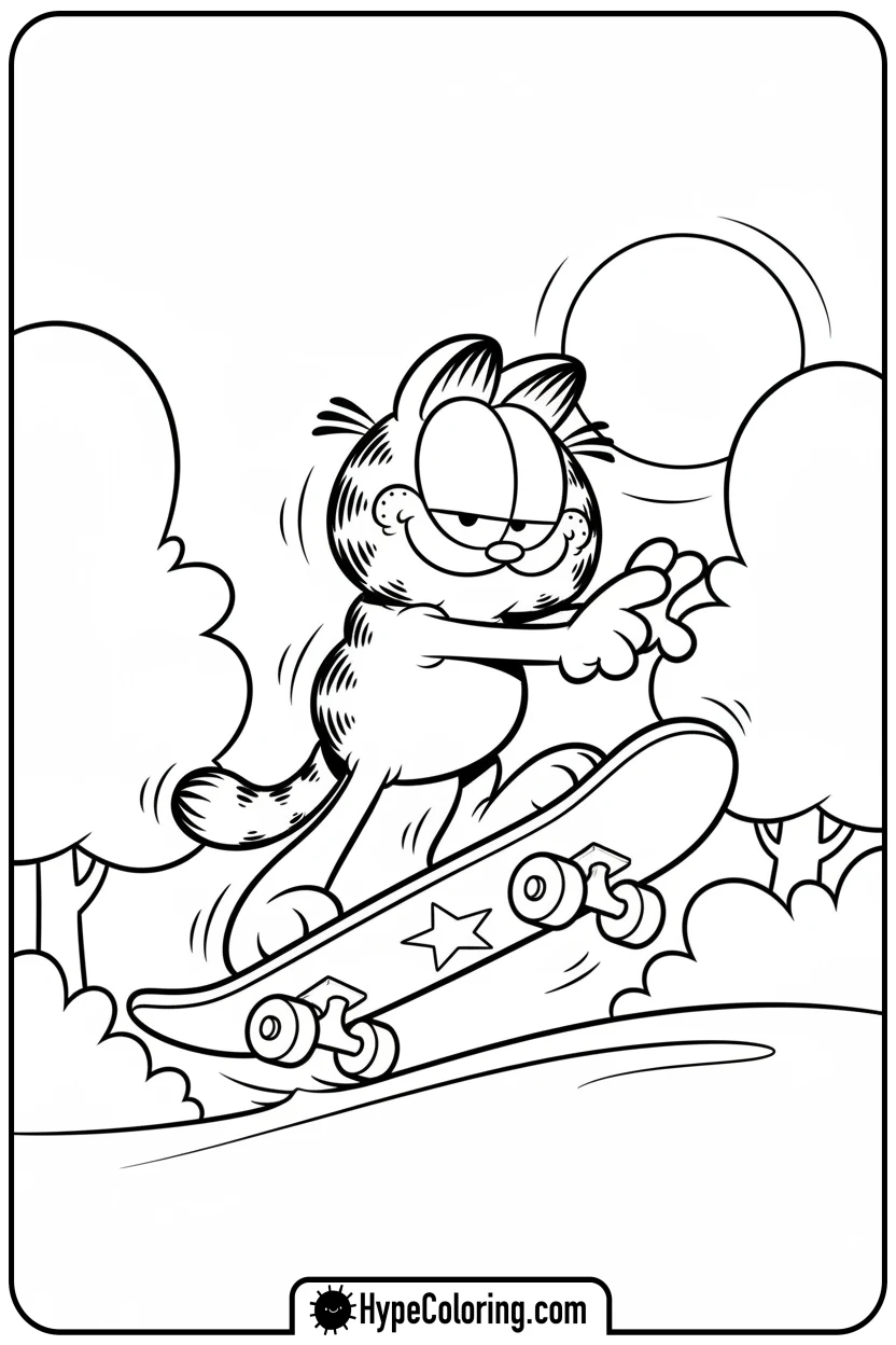 garfield-riding-a-skateboard - coloring pages garfield