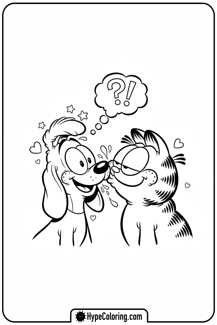 garfield-kissing-odie - coloring pages garfield