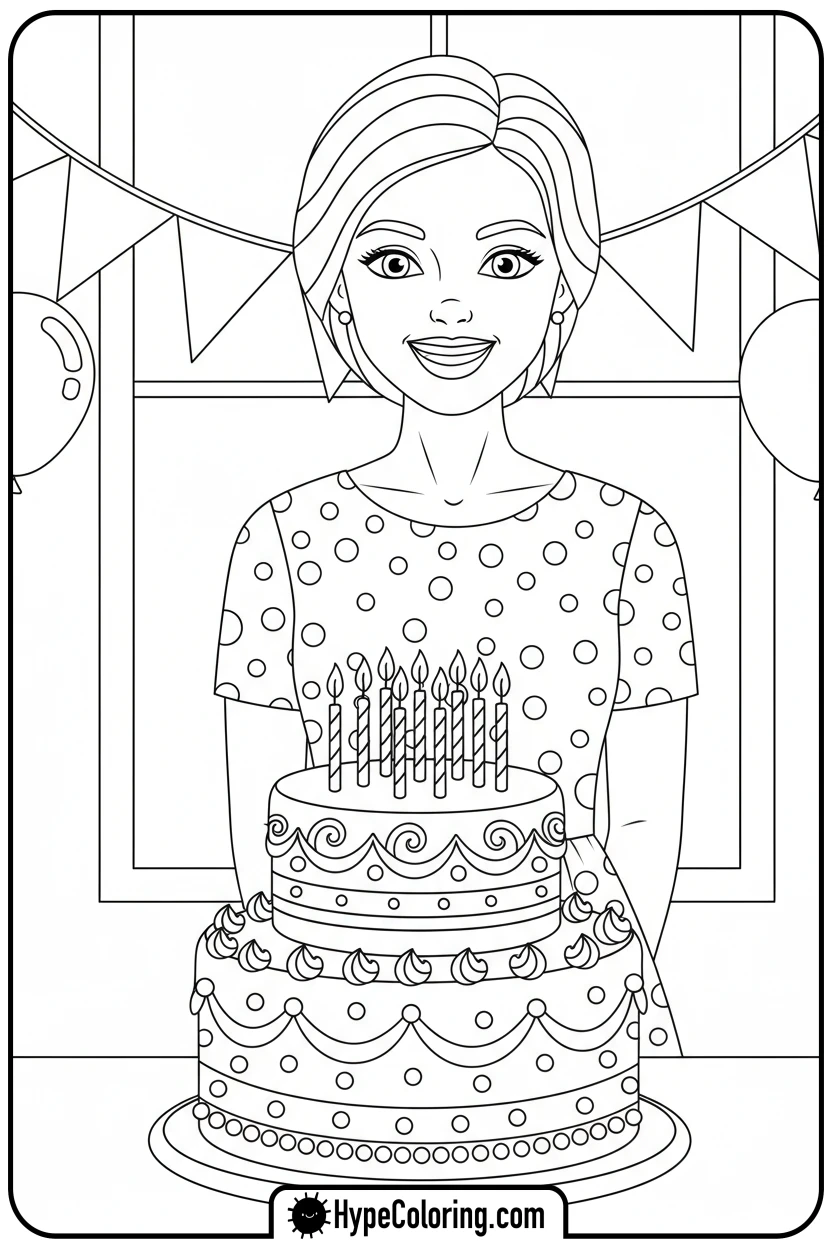 mom-with-birthday-cake - happy birthday mom coloring page