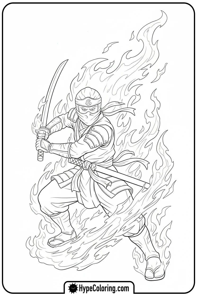 kai-in-fire-spinjitzu - lego ninjago coloring pages