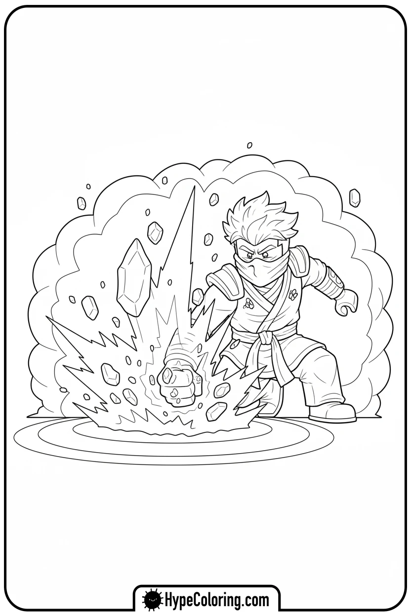 cole-using-earth-power - lego ninjago coloring pages