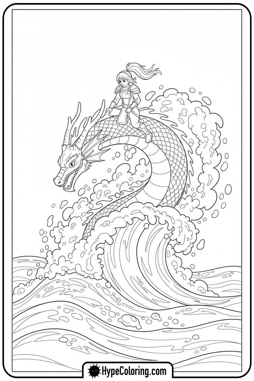 nya-riding-water-dragon - lego ninjago coloring pages