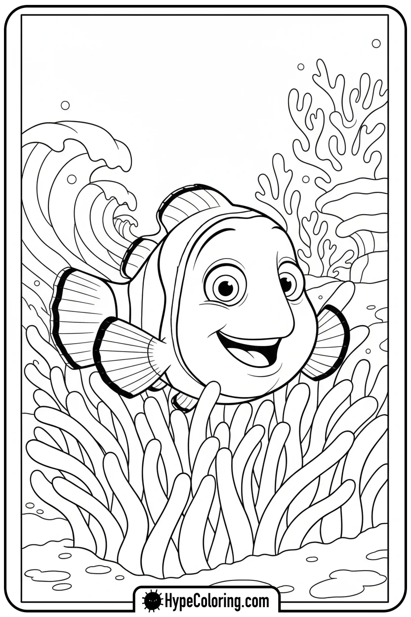 nemo-peeking-from-anemone - finding nemo color pages