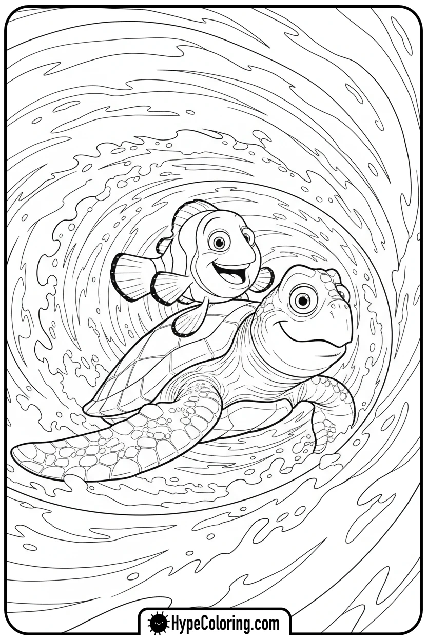 marlin-riding-crush-eac - finding nemo color pages