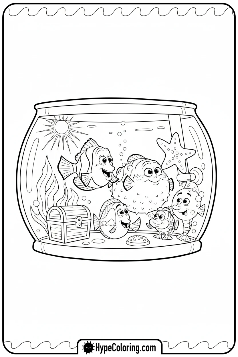 the-tank-gang-together - finding nemo color pages