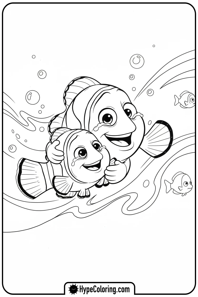 marlin-hugging-nemo - finding nemo color pages
