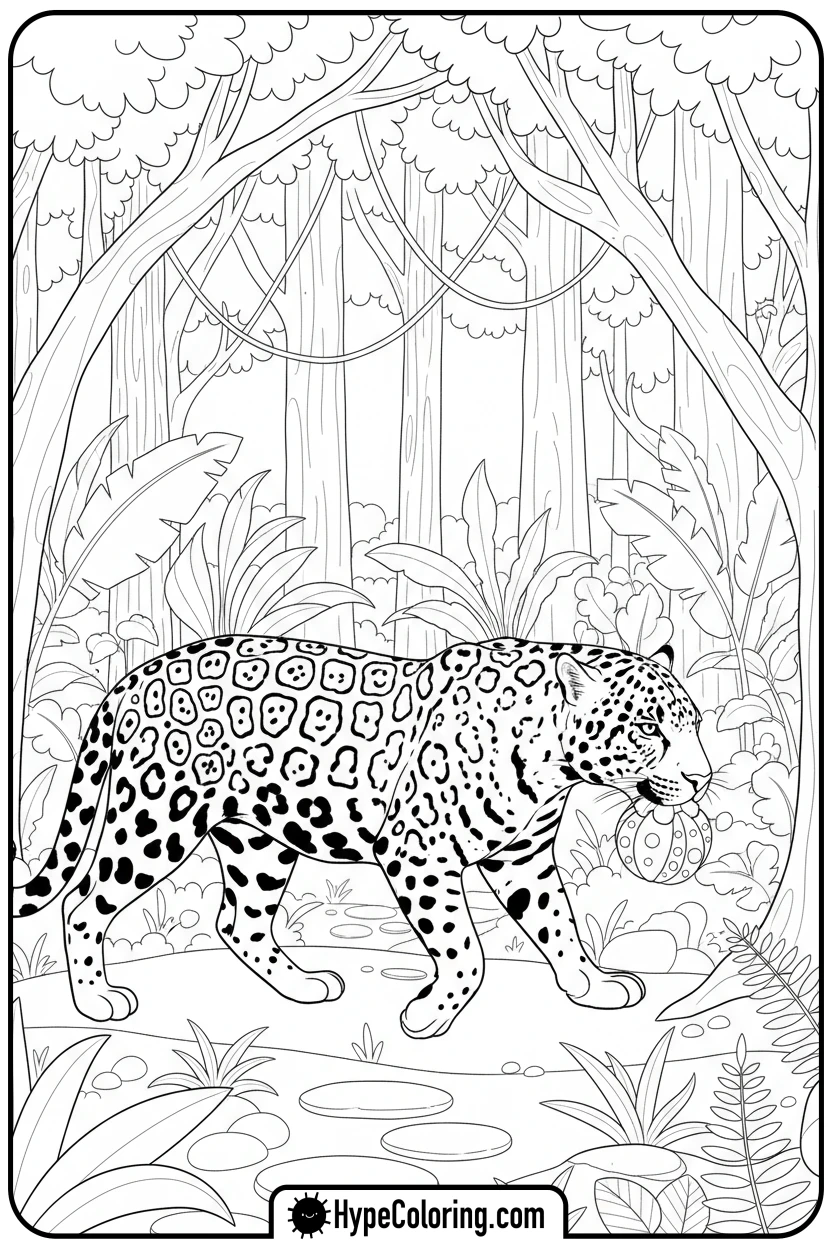 jaguar-carrying-fruit - jaguar coloring pages
