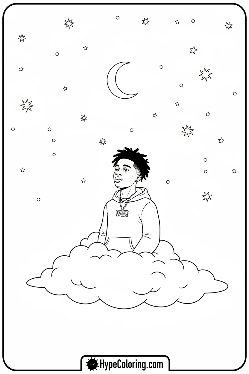 Click to download PDF juice-wrld-floating-on-a-cloud - juice wrld color page