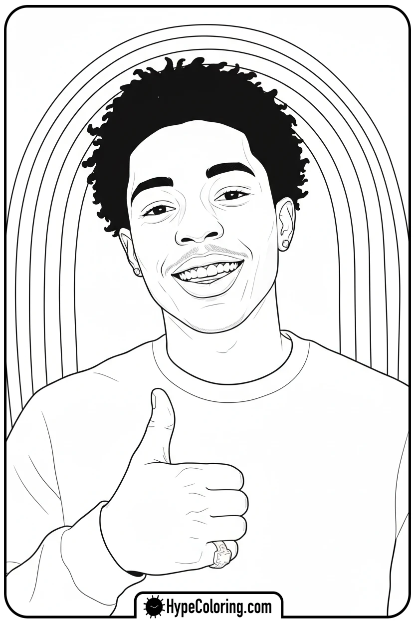 Click to download PDF juice-wrld-smiling-with-thumbs-up - juice wrld color page