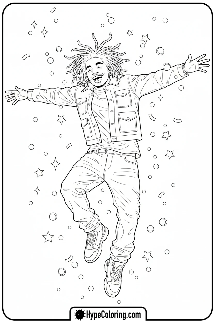 Click to download PDF juice-wrld-dancing-with-confetti - juice wrld color page