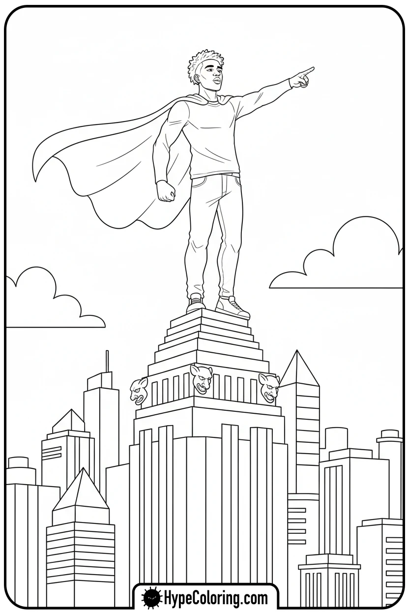Click to download PDF juice-wrld-superhero-pose - juice wrld color page