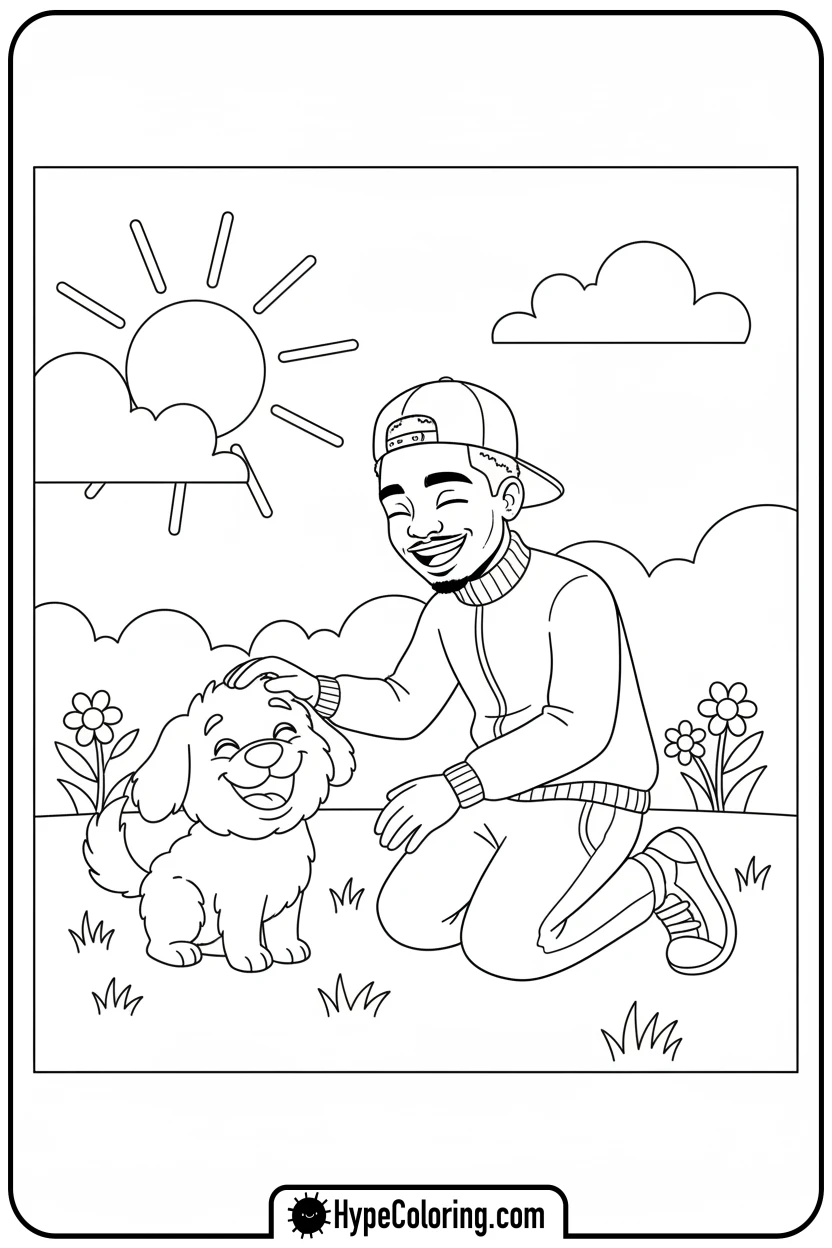 Click to download PDF juice-wrld-petting-dog - juice wrld color page