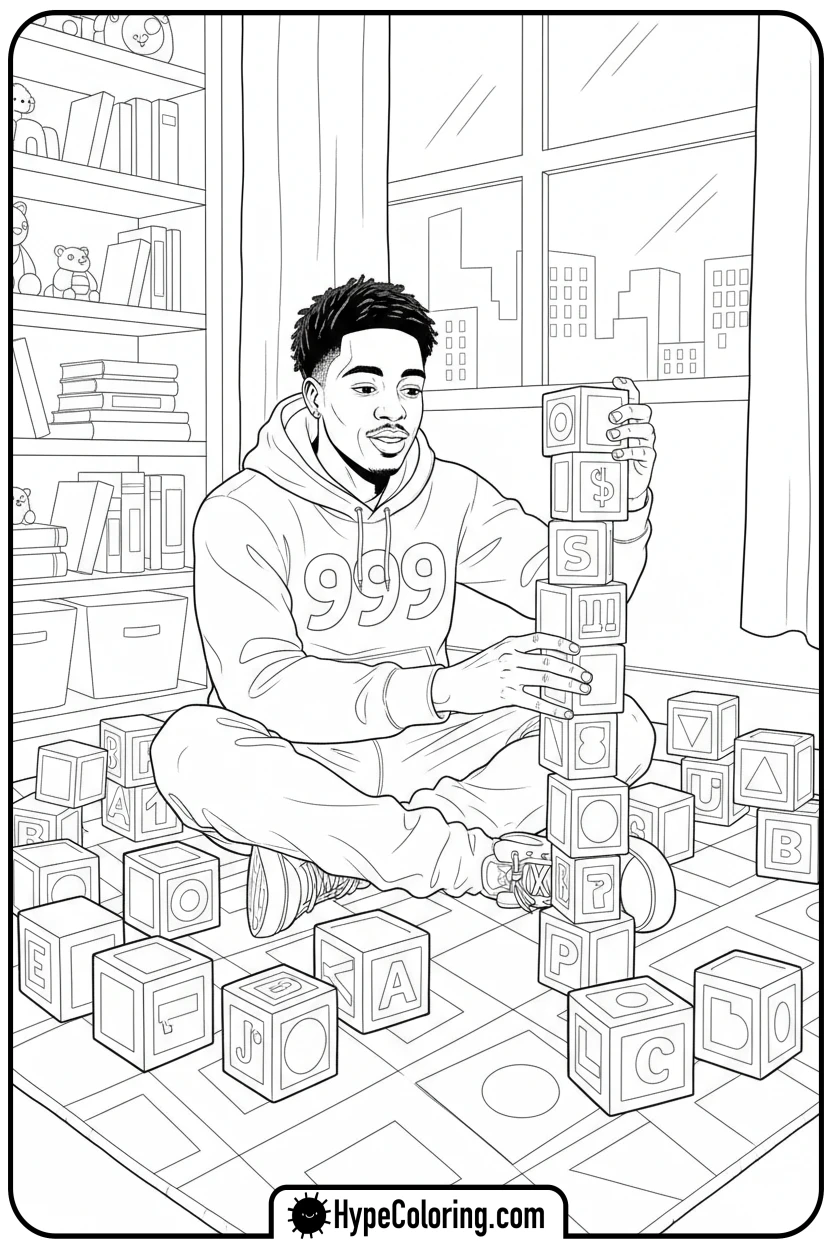 Click to download PDF juice-wrld-building-with-blocks - juice wrld color page