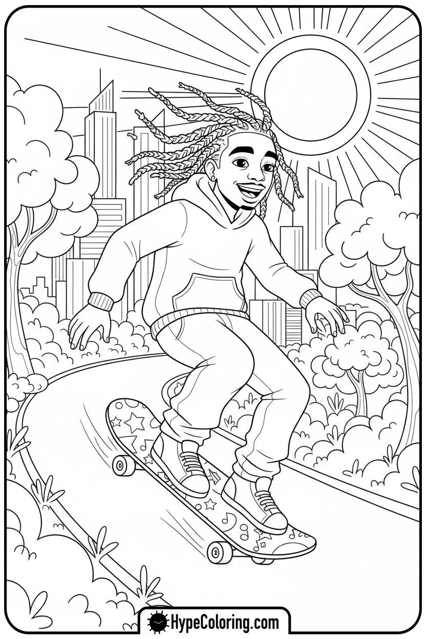 Click to download PDF juice-wrld-skateboarding - juice wrld color page