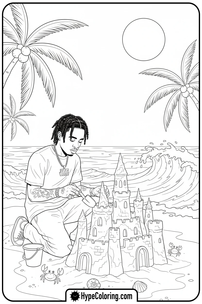 Click to download PDF juice-wrld-building-sandcastle - juice wrld color page