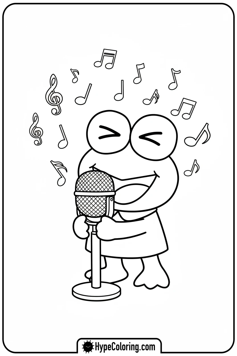 keroppi-singing-with-microphone - keroppi coloring pages