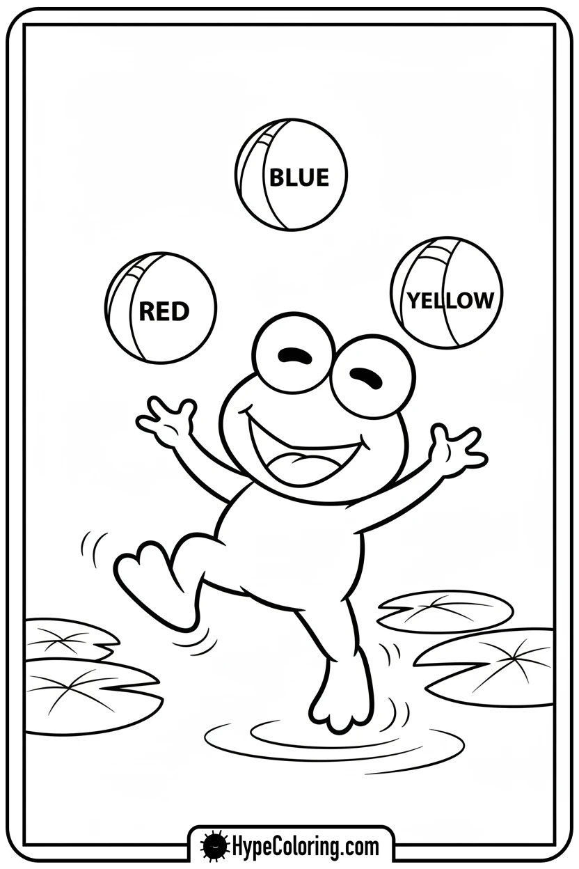 keroppi-juggling-balls - keroppi coloring pages