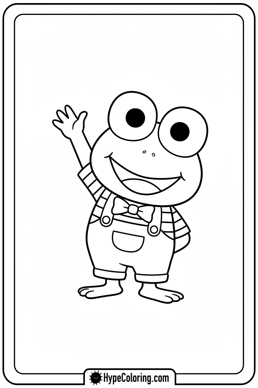 keroppi-waving-hello - keroppi coloring pages