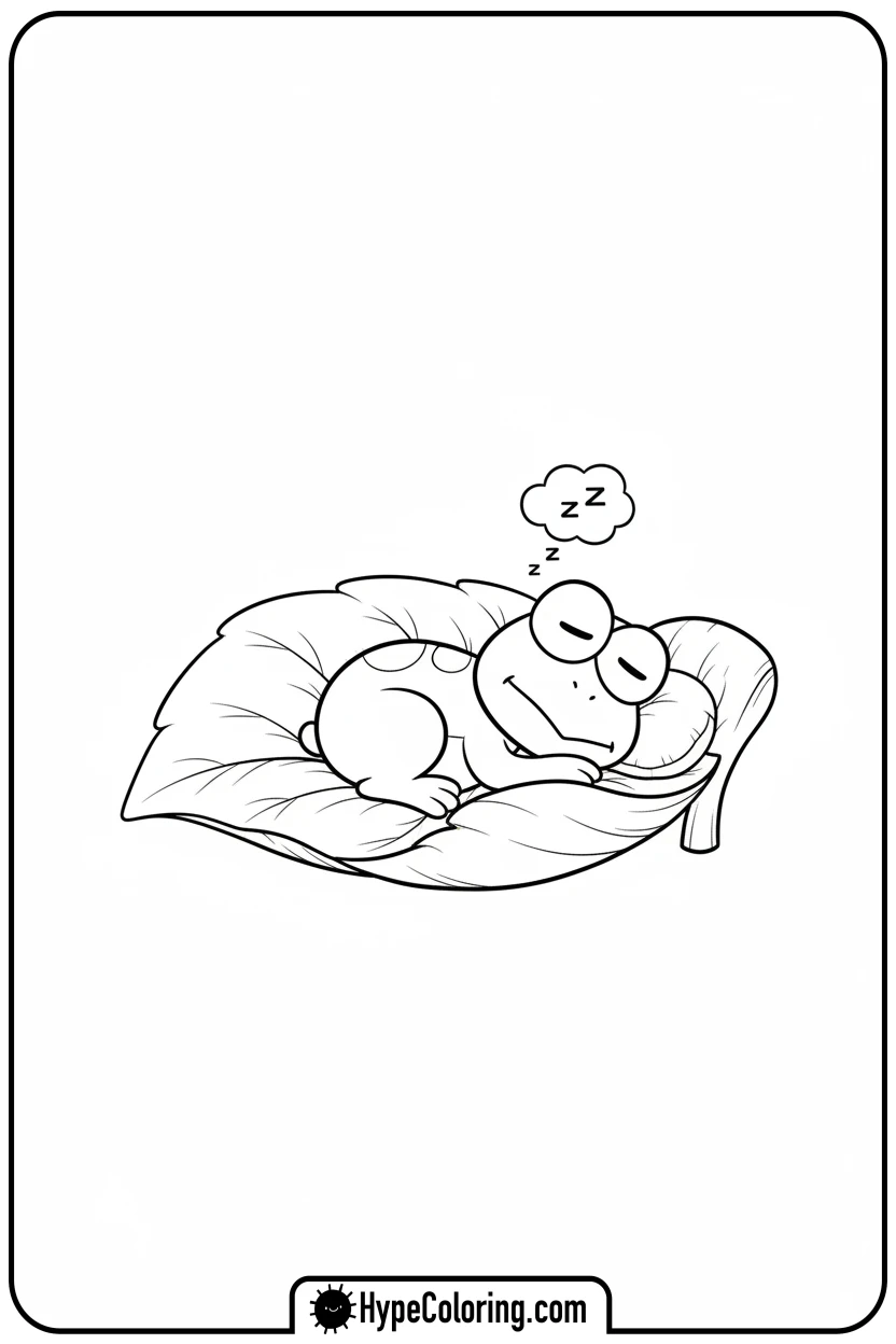 keroppi-sleeping-on-leaf - keroppi coloring pages