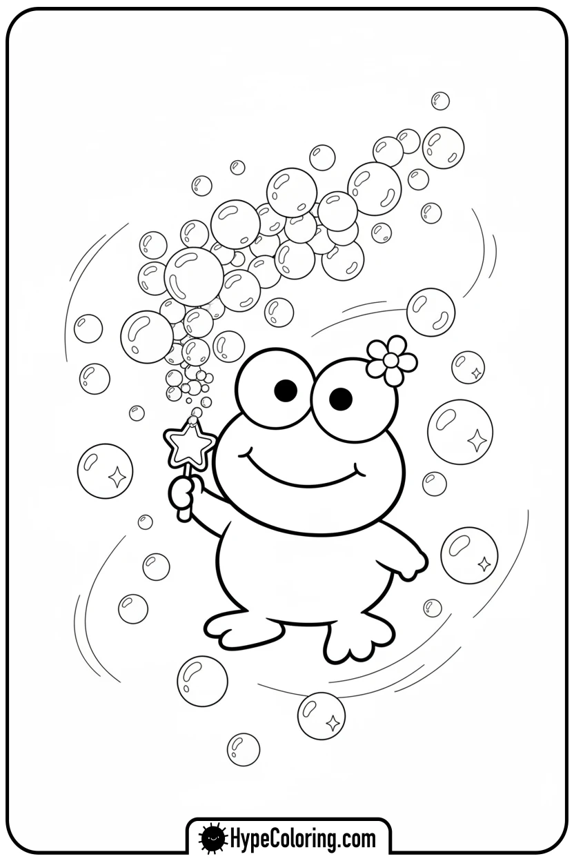 keroppi-blowing-bubbles - keroppi coloring pages