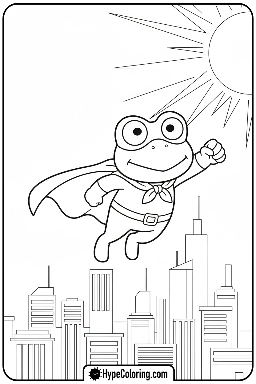 keroppi-flying-as-superhero - keroppi coloring pages