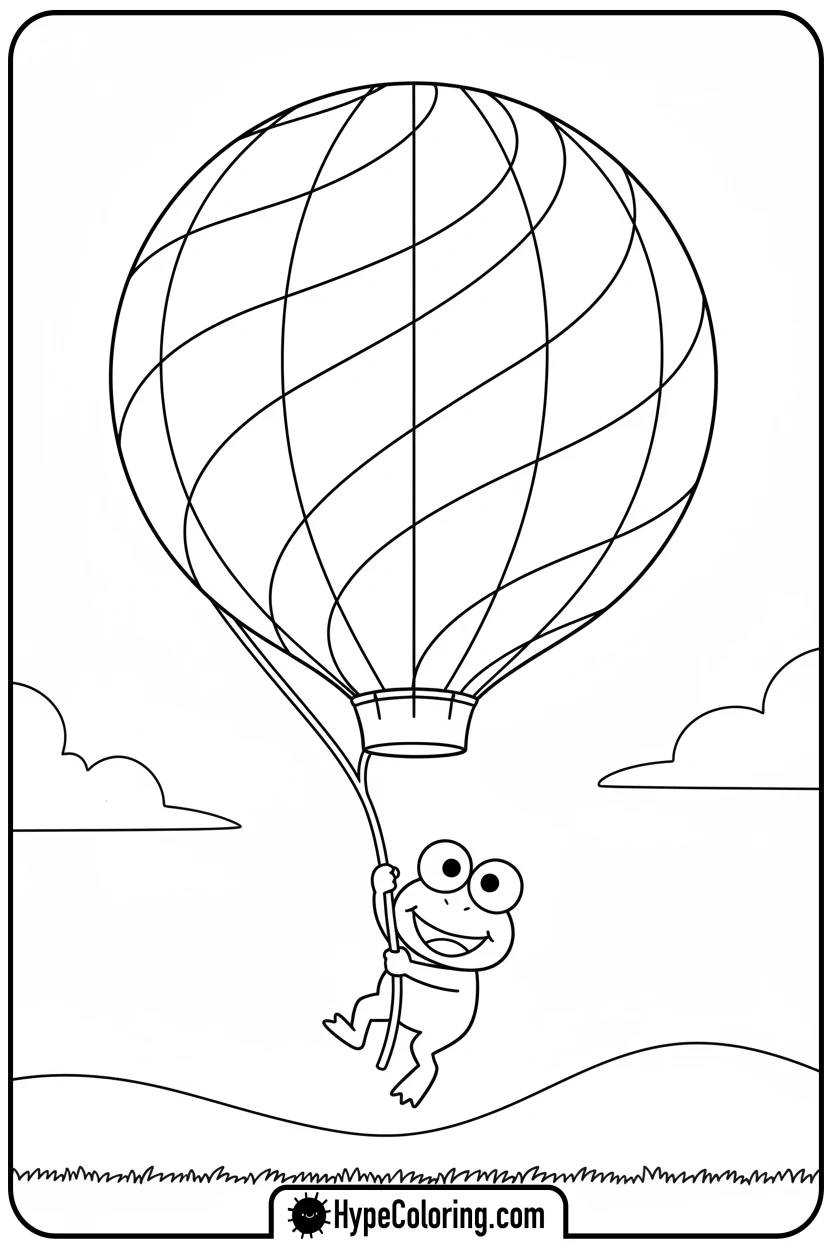 keroppi-floating-with-balloon - keroppi coloring pages