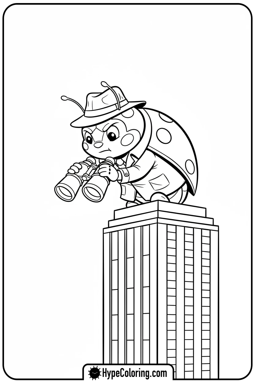 ladybug-peeking-with-binoculars - ladybug miraculous coloring pages