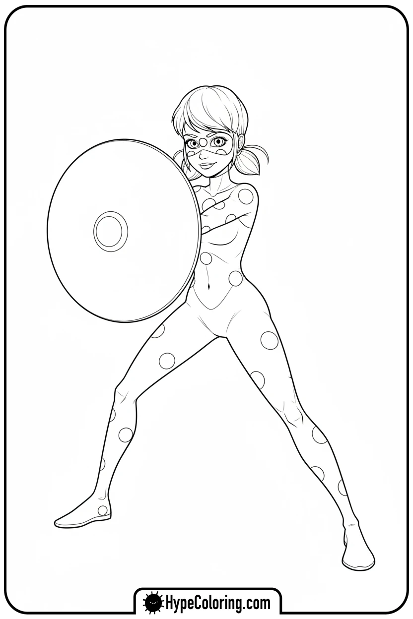 ladybug-with-yo-yo-shield - ladybug miraculous coloring pages